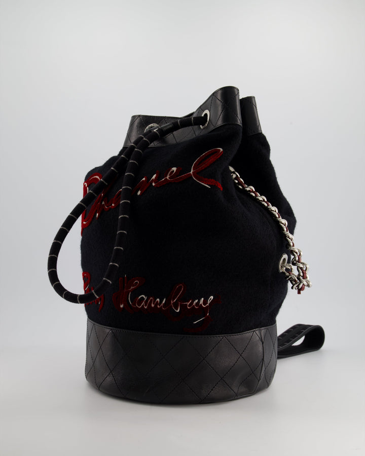 *SUPER RARE* Top Quality Chanel Pre-Fall 2018 Paris Hamburg Wool & Leather One Strap Backpack with Silver Hardware
