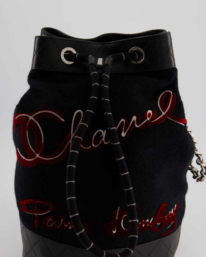 *SUPER RARE* Top Quality Chanel Pre-Fall 2018 Paris Hamburg Wool & Leather One Strap Backpack with Silver Hardware