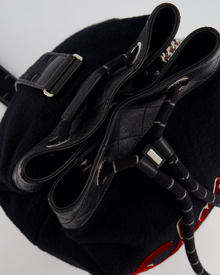 *SUPER RARE* Top Quality Chanel Pre-Fall 2018 Paris Hamburg Wool & Leather One Strap Backpack with Silver Hardware