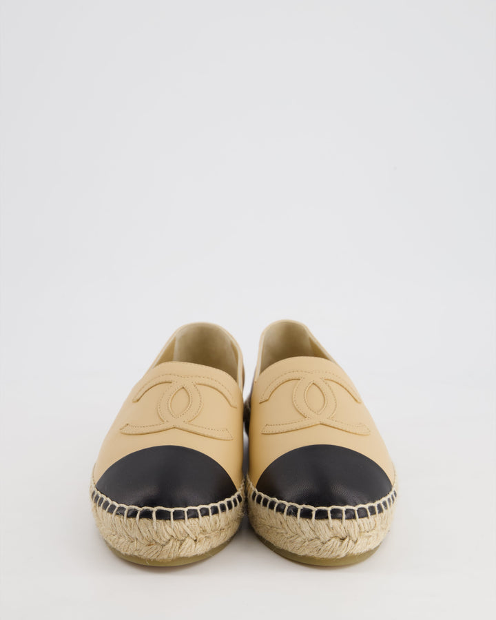 Top Quality Chanel Beige & Black Leather Espadrilles Shoes Size EU 40 RRP ¬£730