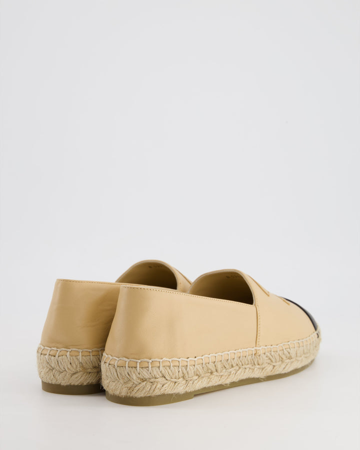 Top Quality Chanel Beige & Black Leather Espadrilles Shoes Size EU 40 RRP ¬£730