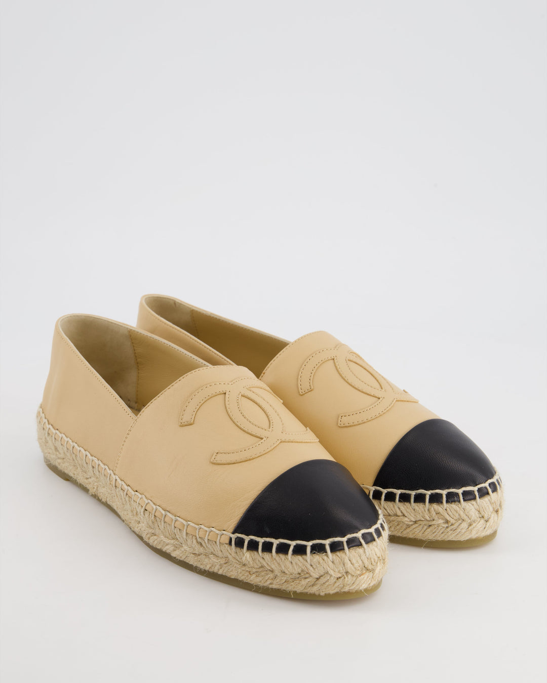 Top Quality Chanel Beige & Black Leather Espadrilles Shoes Size EU 40 RRP ¬£730