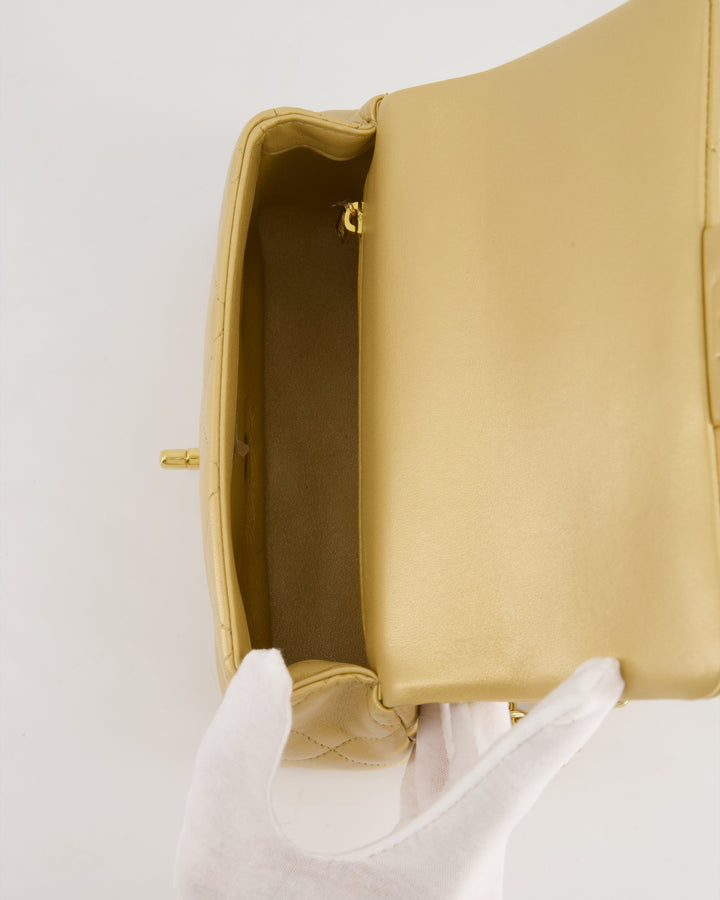 *CURRENT COLLECTION* Top Quality Chanel Metallic Gold Mini Top Handle Bag in Calfskin Leather with Gold Hardware and Clear Perspex Handle Detail
