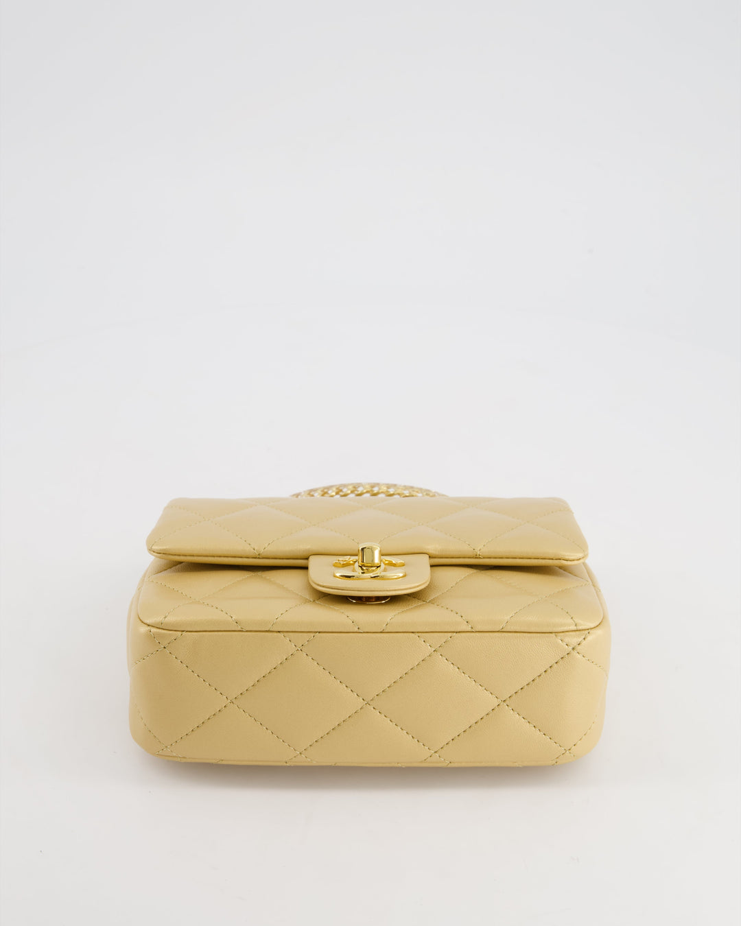 *CURRENT COLLECTION* Top Quality Chanel Metallic Gold Mini Top Handle Bag in Calfskin Leather with Gold Hardware and Clear Perspex Handle Detail