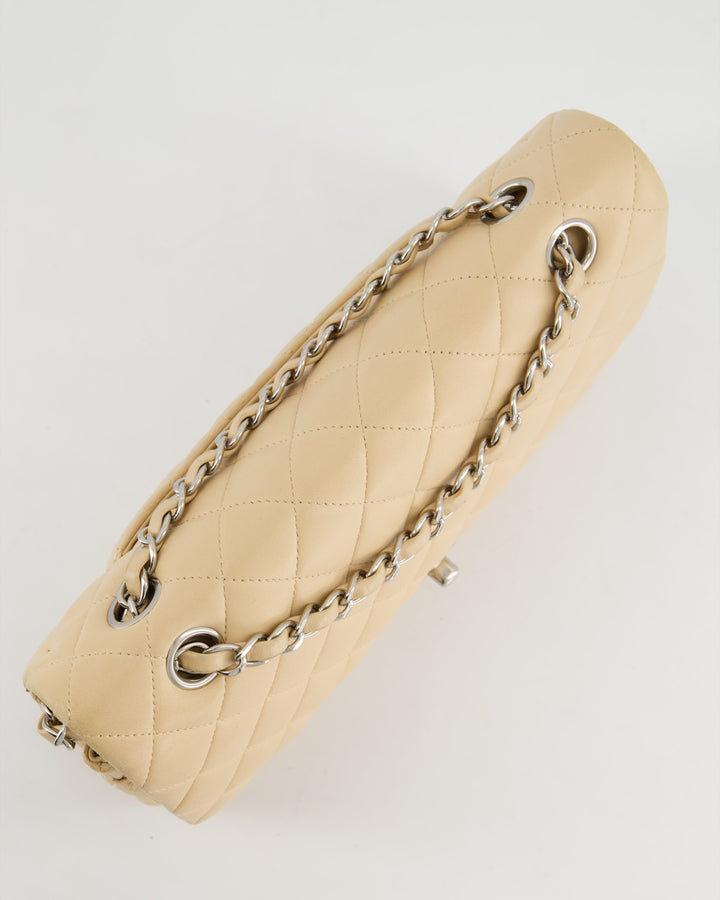 *FIRE PRICE* Chanel Beige Medium Double Flap Bag in Lambskin Leather with Silver Hardware