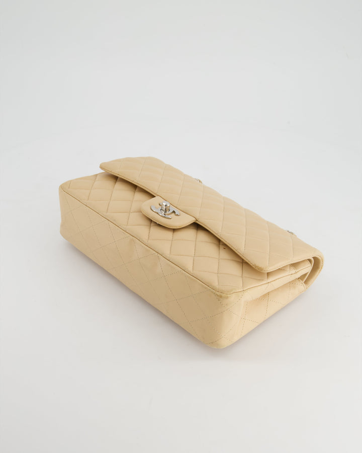 *FIRE PRICE* Chanel Beige Medium Double Flap Bag in Lambskin Leather with Silver Hardware