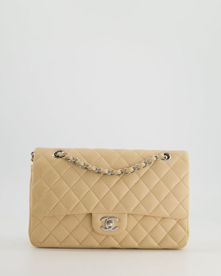*FIRE PRICE* Top Quality Chanel Beige Medium Double Flap Bag in Lambskin Leather with Silver Hardware