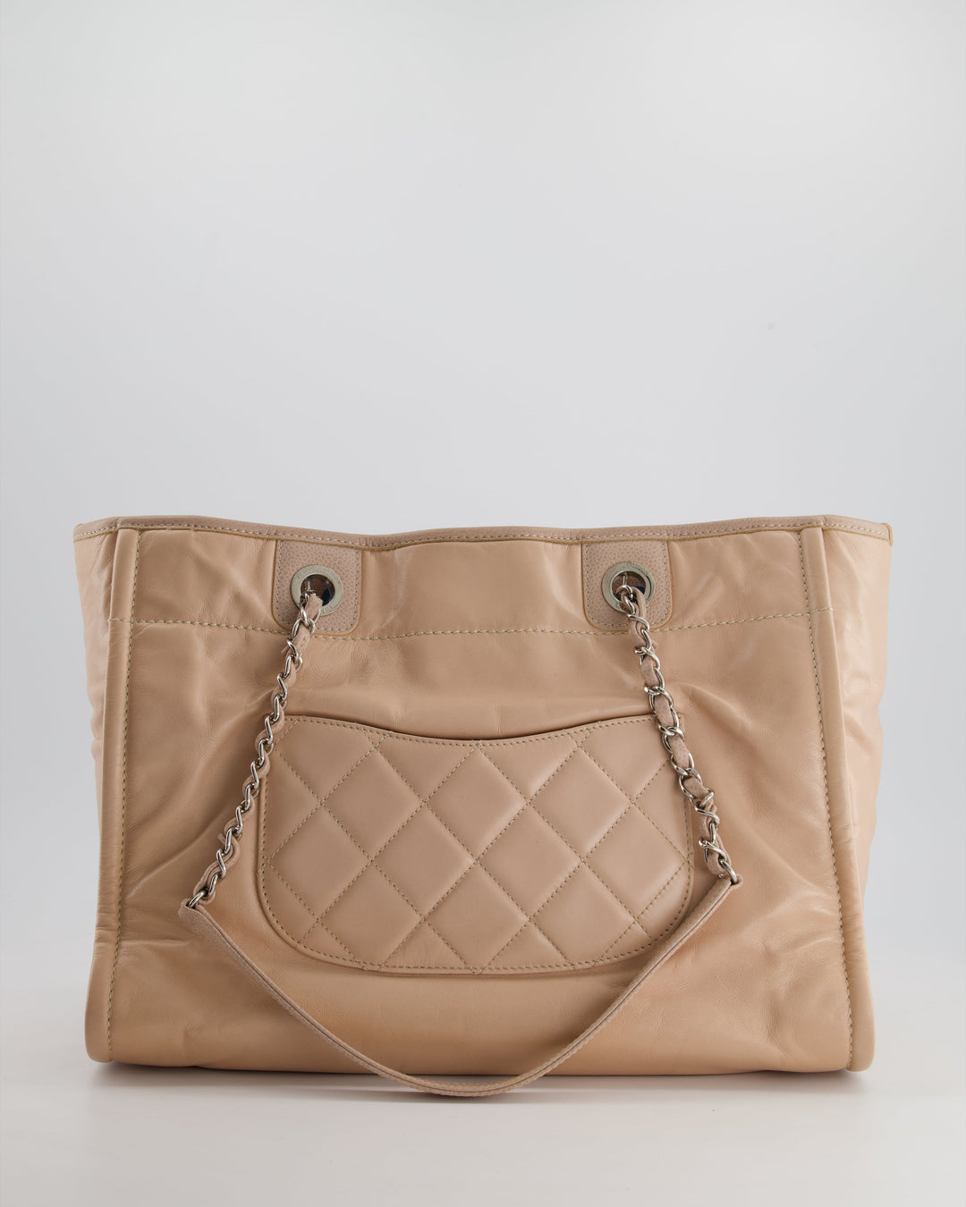 *FIRE PRICE* Top Quality Chanel Dusty Pink Small Deauville Tote Bag in Calfskin Leather with Silver Hardware