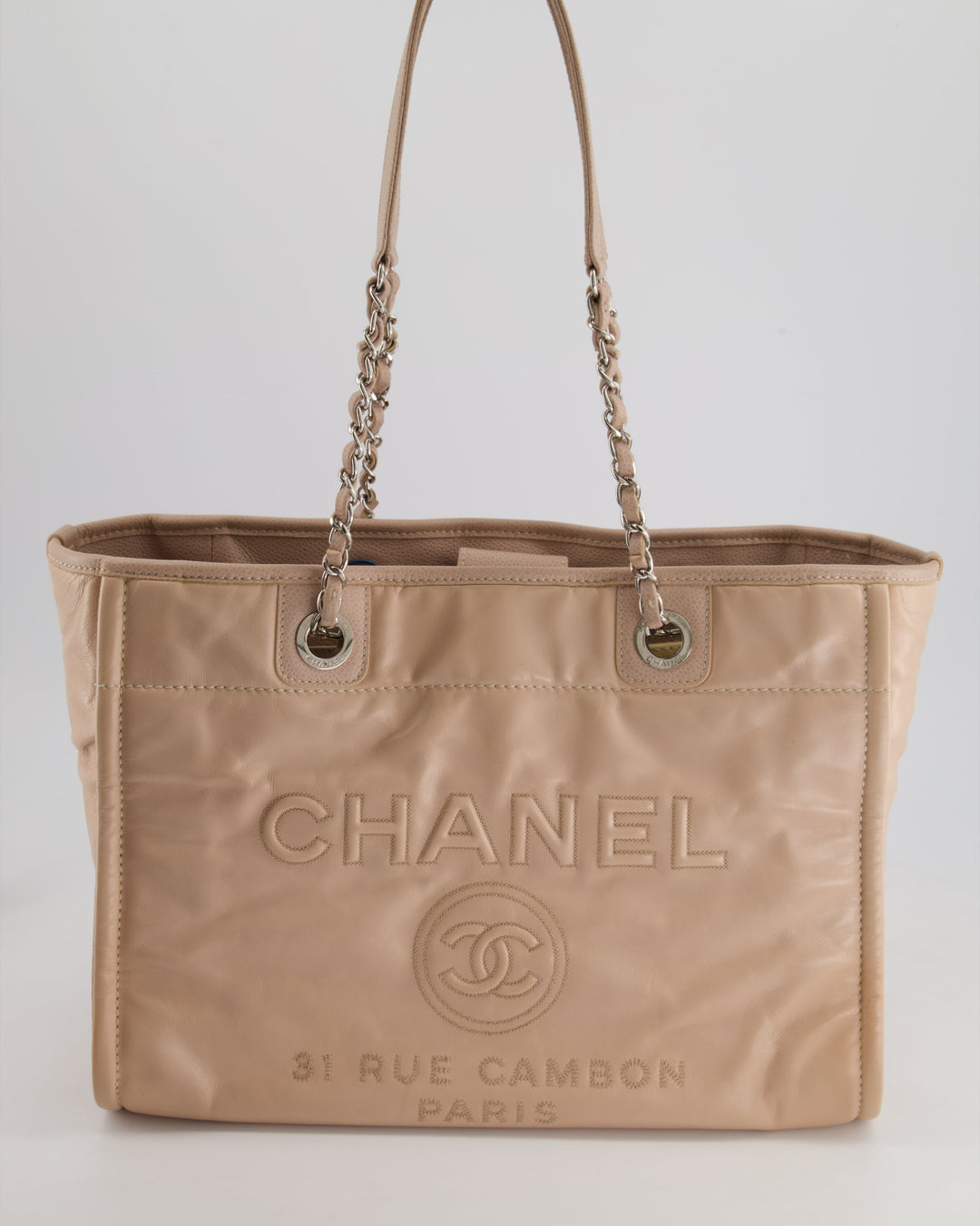 *FIRE PRICE* Top Quality Chanel Dusty Pink Small Deauville Tote Bag in Calfskin Leather with Silver Hardware