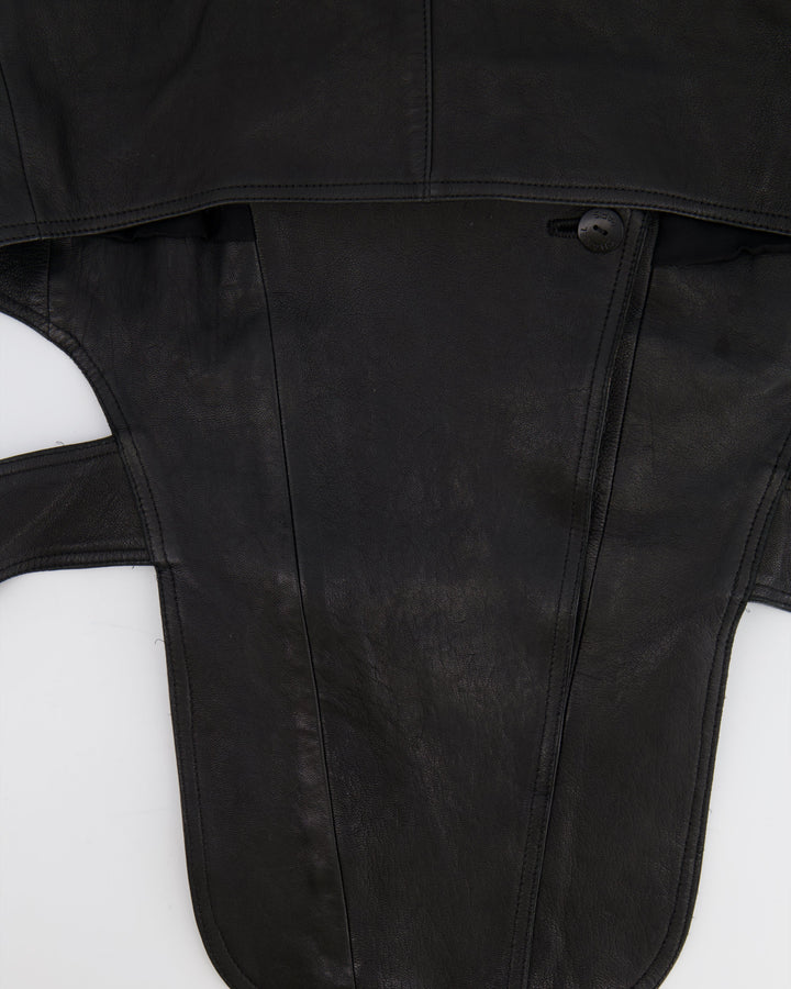 Top Quality Chanel 12P Black Asymmetric Lambskin Leather Gilet with Belt Size FR 36 (UK 8) RRP ¬£5,500