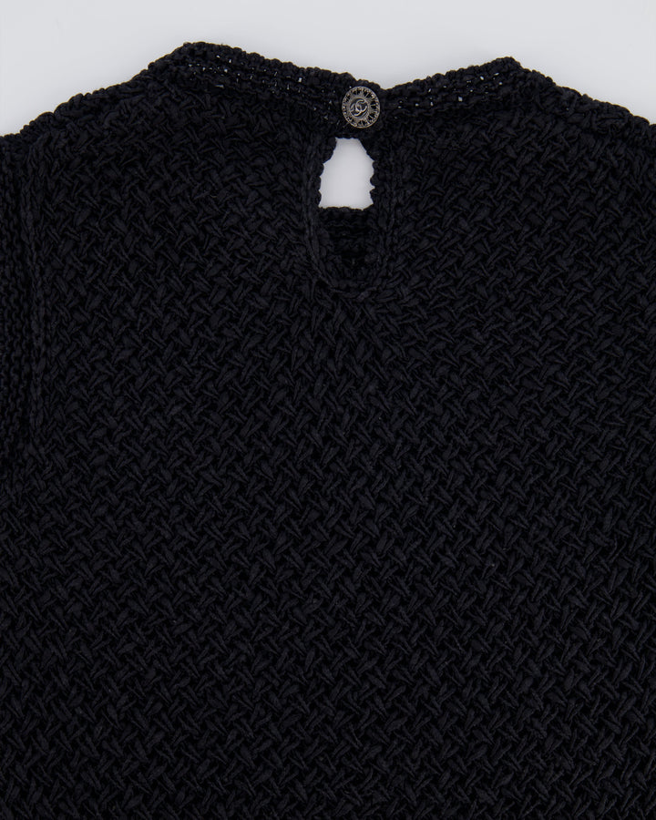 Top Quality Chanel Black Crochet Sleeveless Mini Dress Size FR 36 (UK 8)