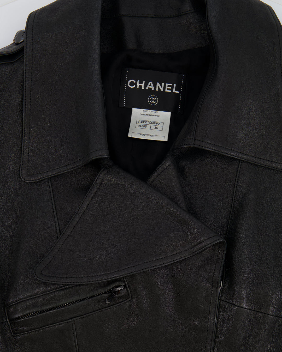 Top Quality Chanel 12P Black Asymmetric Lambskin Leather Gilet with Belt Size FR 36 (UK 8) RRP ¬£5,500