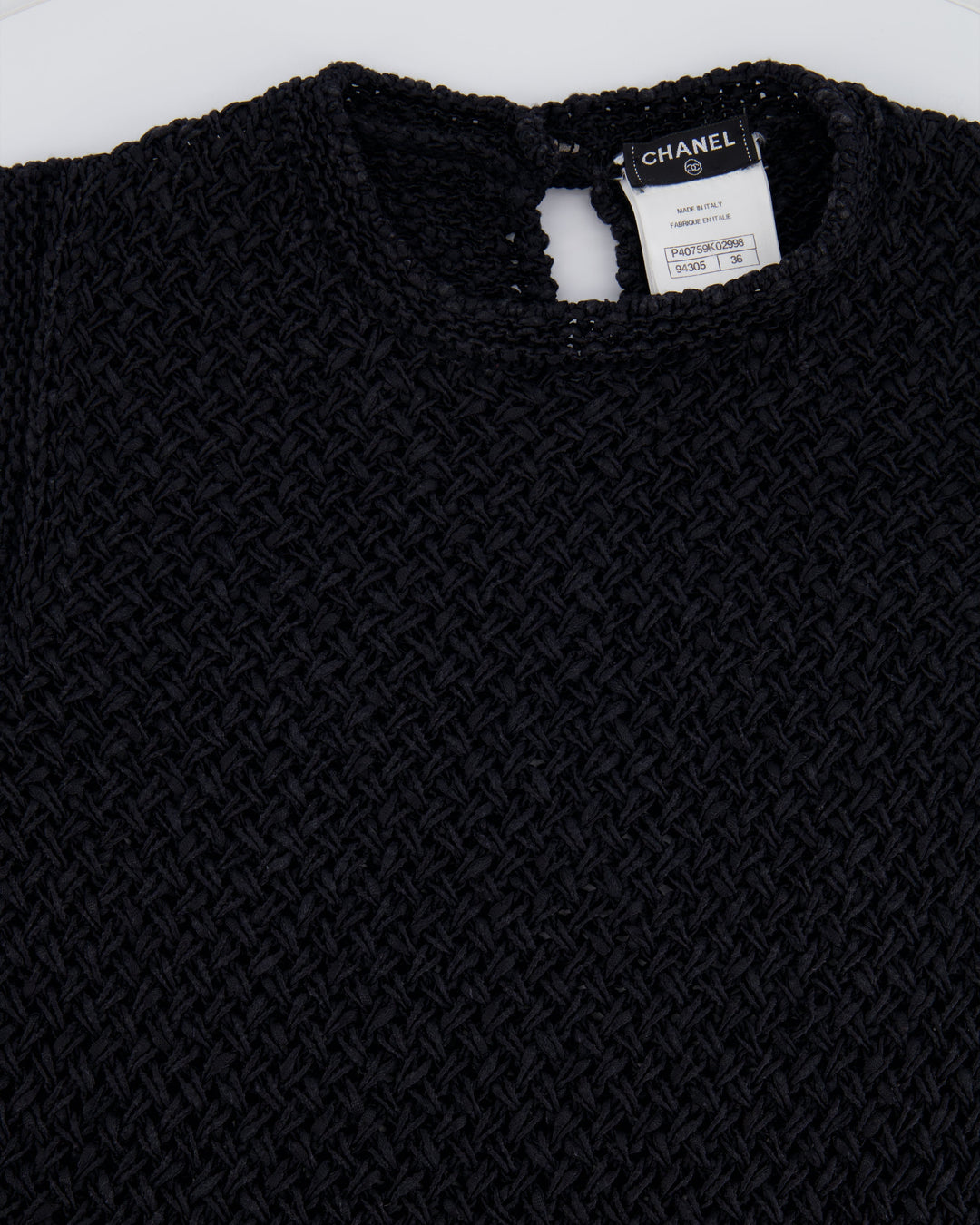 Top Quality Chanel Black Crochet Sleeveless Mini Dress Size FR 36 (UK 8)