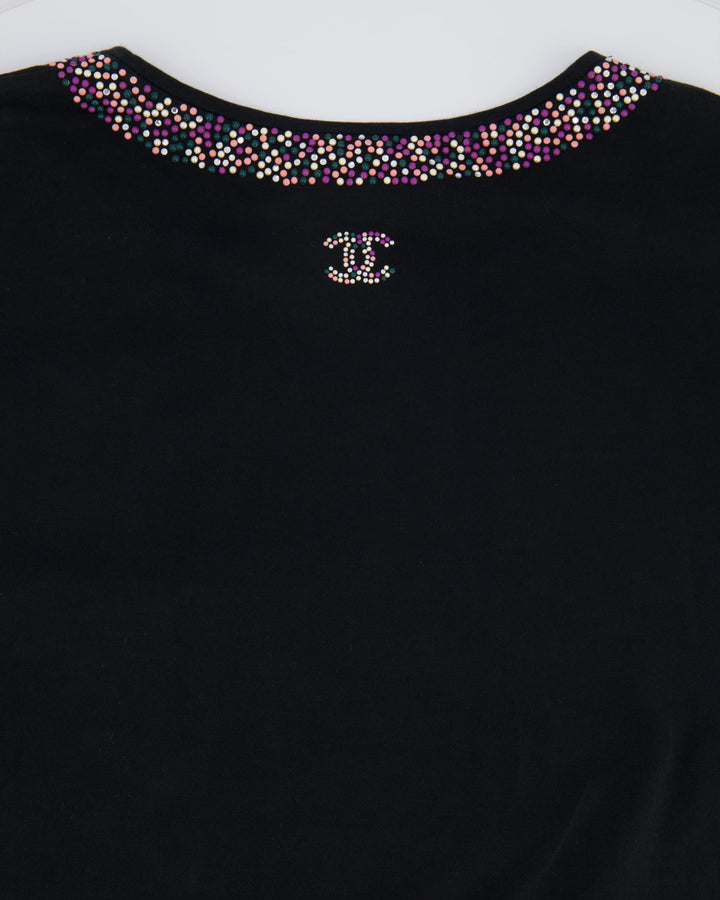 *FIRE PRICE* Top Quality Chanel Black Top with Collar Embellishment and CC Logo Detail Size FR 38 (UK 10)