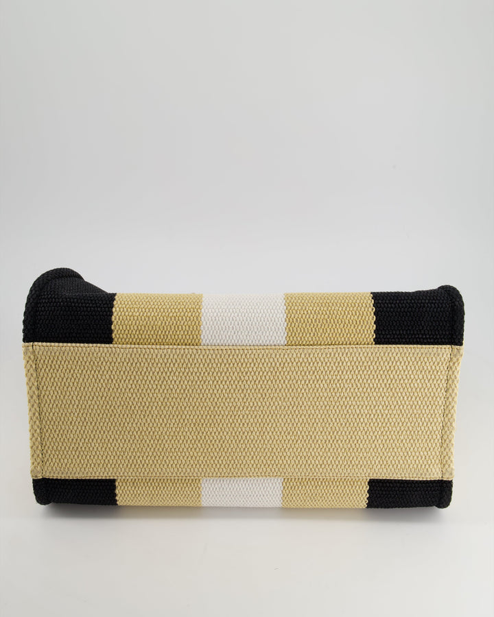 *HOT* Top Quality Chanel Beige, Black and White Raffia Deauville Tote Bag with Pastel Logo and Champagne Gold Hardware