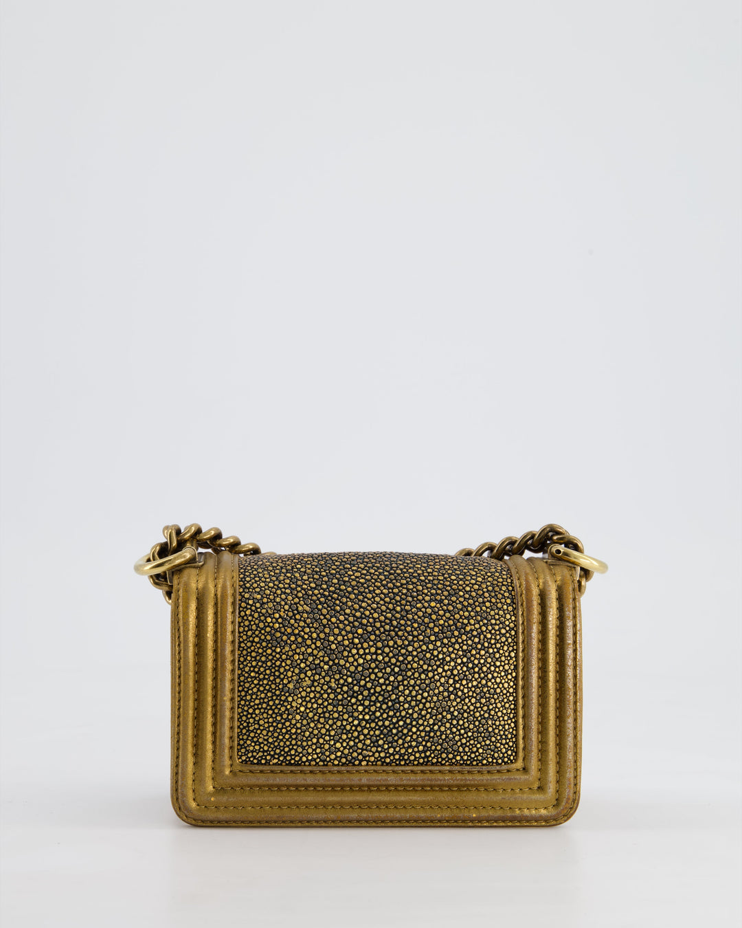 *RARE* Top Quality Chanel Bronze Micro Boy Bag in Stingray & Calfskin Leather with Antique Bronze Hardware