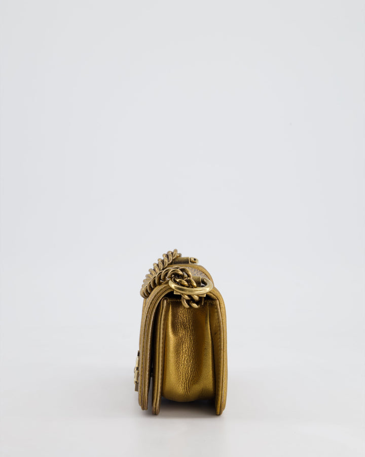 *RARE* Top Quality Chanel Bronze Micro Boy Bag in Stingray & Calfskin Leather with Antique Bronze Hardware