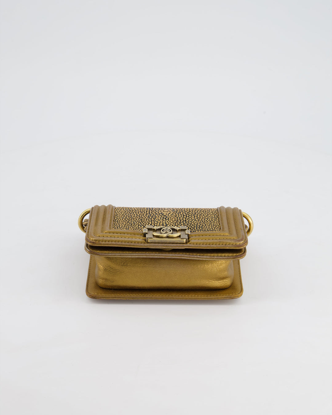 *RARE* Top Quality Chanel Bronze Micro Boy Bag in Stingray & Calfskin Leather with Antique Bronze Hardware