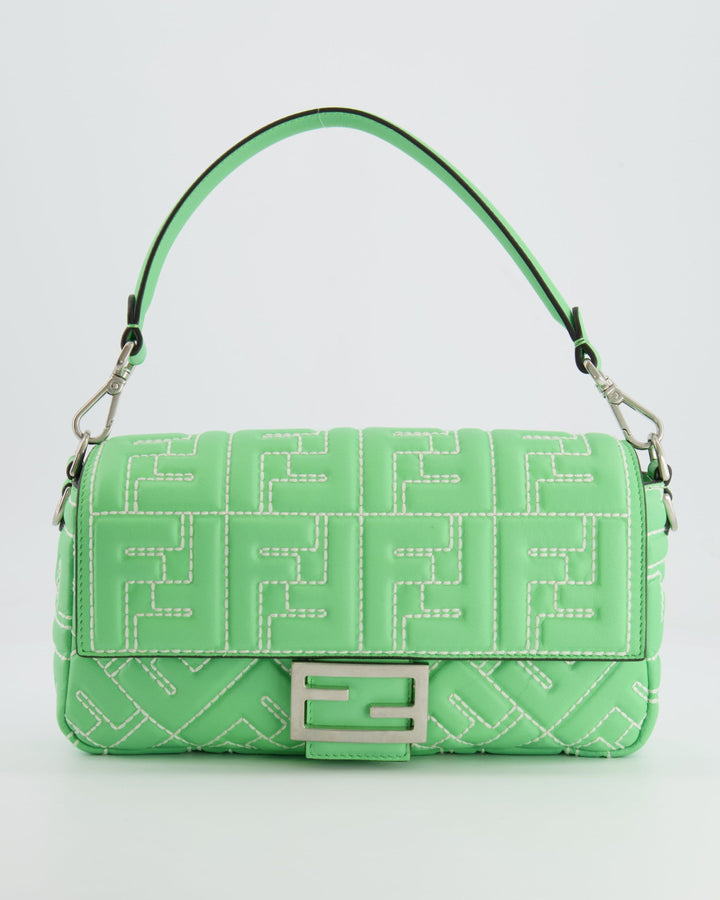 *Limited Edition* Top quality Fendi 2023 Green Edamame Leather Baguette Bag with Silver Hardware