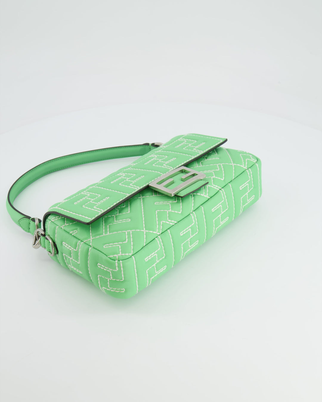 *Limited Edition* Top quality Fendi 2023 Green Edamame Leather Baguette Bag with Silver Hardware