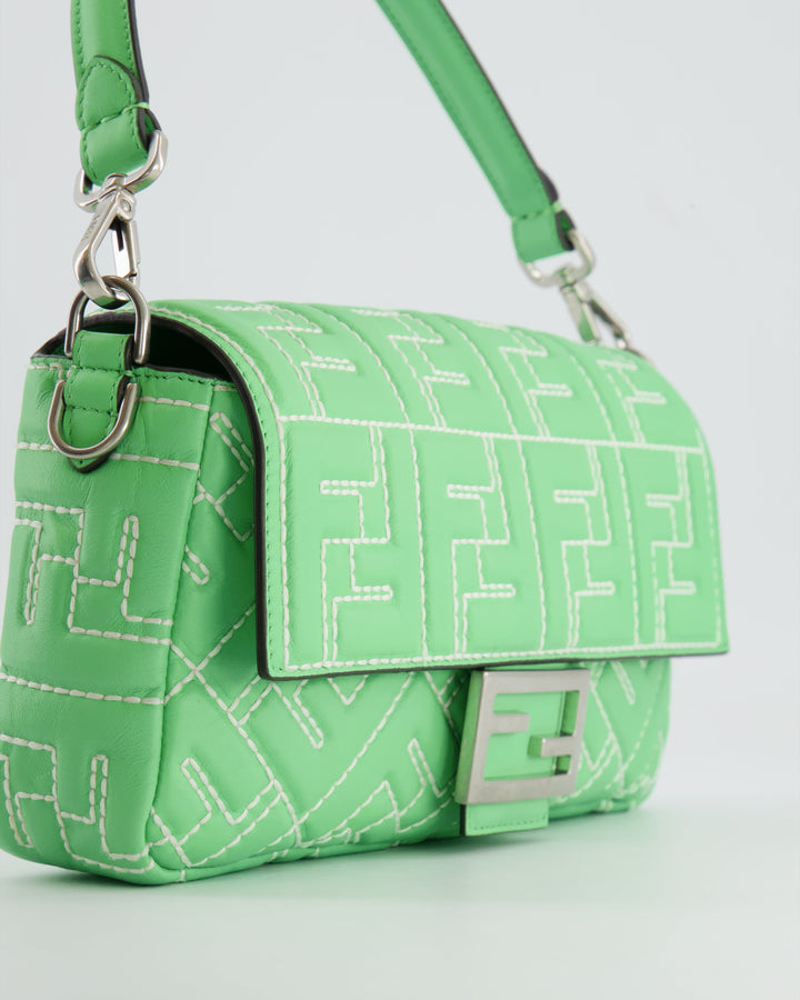 *Limited Edition* Top quality Fendi 2023 Green Edamame Leather Baguette Bag with Silver Hardware