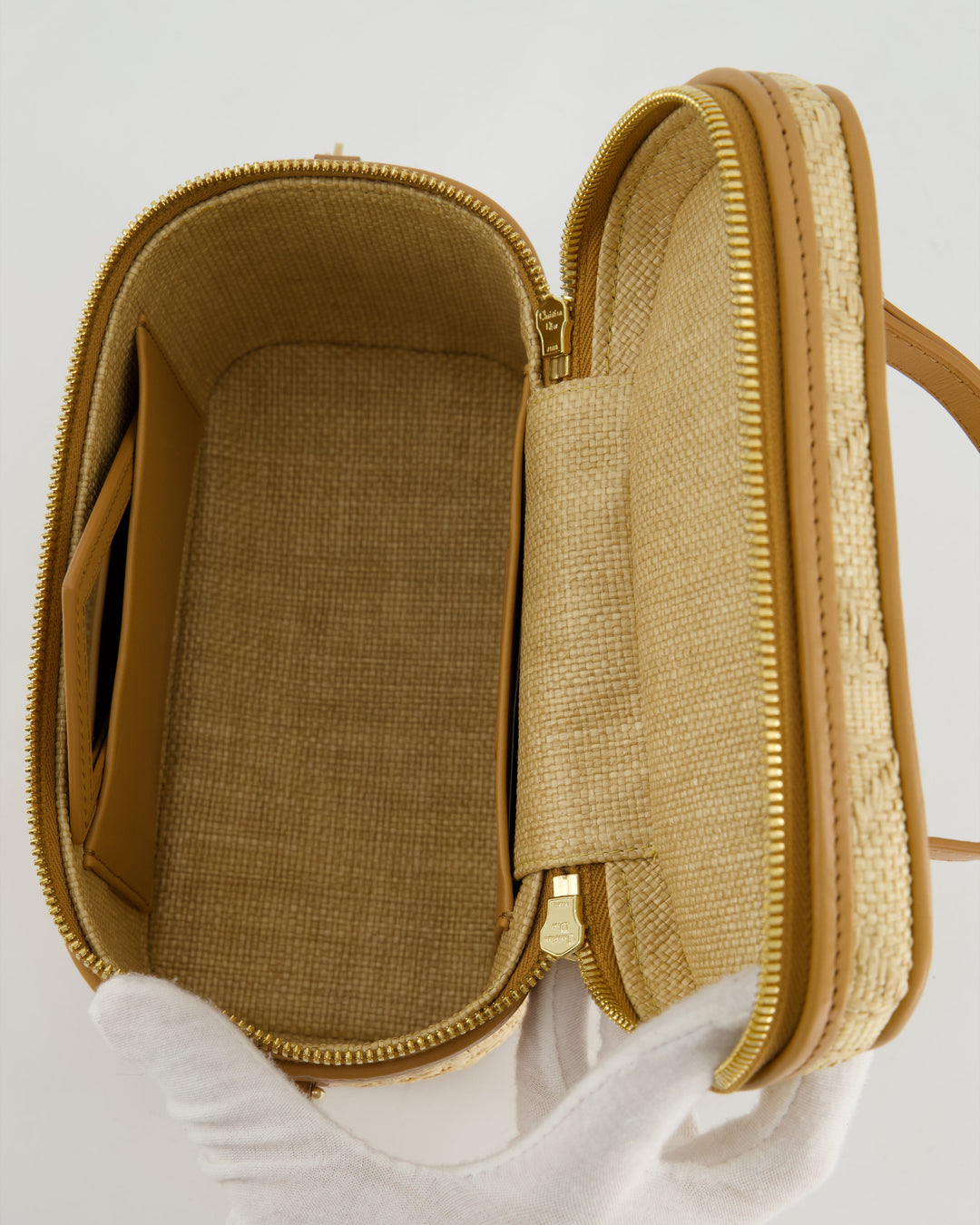*HOT* Christian Top quality Dior 2021 Beige Lady Small Vanity Case Bag in Raffia & Leather with Gold Hardware