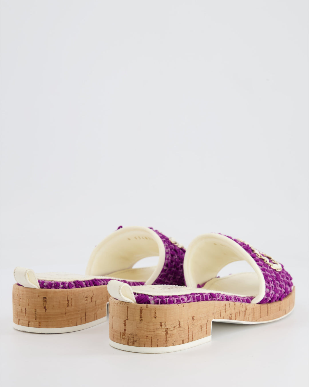 *HOT* Top Quality Chanel Purple Tweed Mules with Logo Detail Size EU 37.5