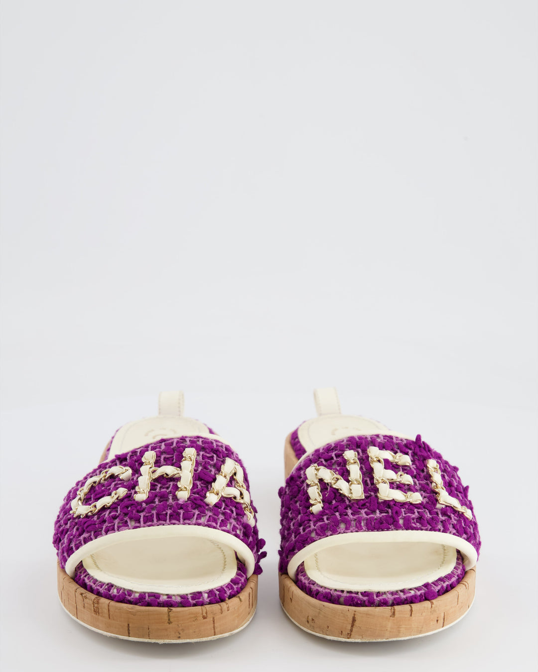 *HOT* Top Quality Chanel Purple Tweed Mules with Logo Detail Size EU 37.5