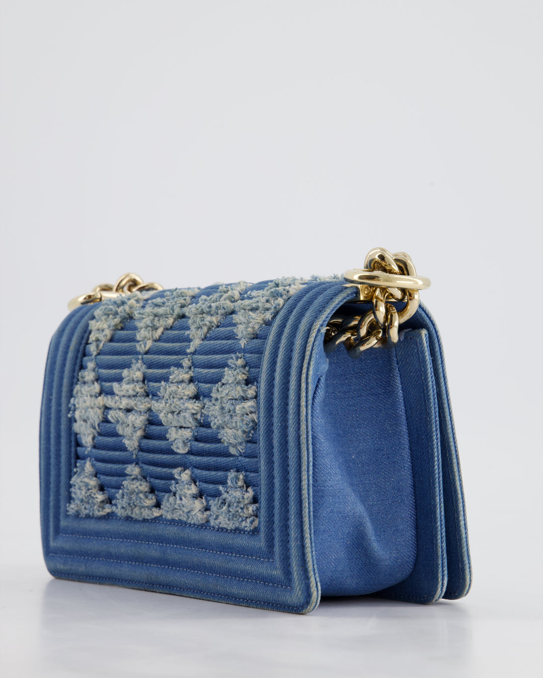 *HOT* Top Quality Chanel Blue Small Boy Bag in Denim with Champagne Gold Hardware