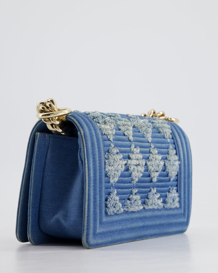 *HOT* Top Quality Chanel Blue Small Boy Bag in Denim with Champagne Gold Hardware