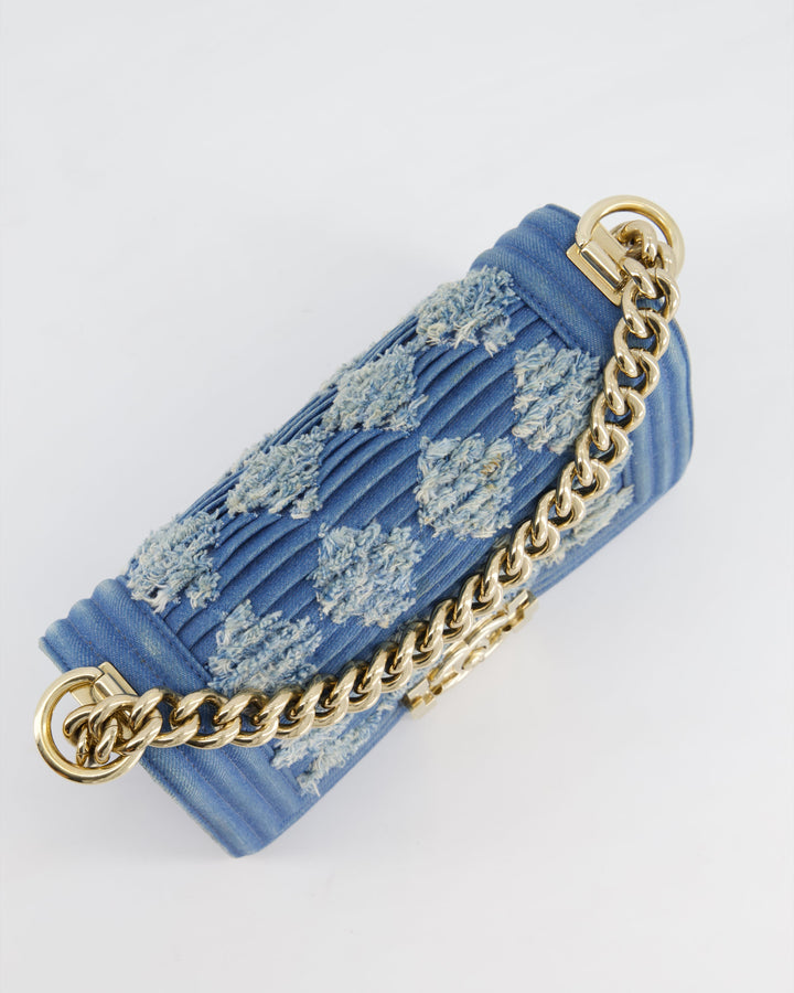 *HOT* Top Quality Chanel Blue Small Boy Bag in Denim with Champagne Gold Hardware