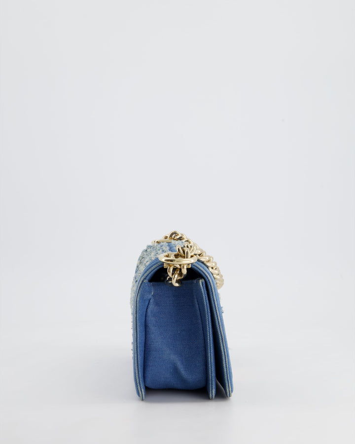 *HOT* Top Quality Chanel Blue Small Boy Bag in Denim with Champagne Gold Hardware