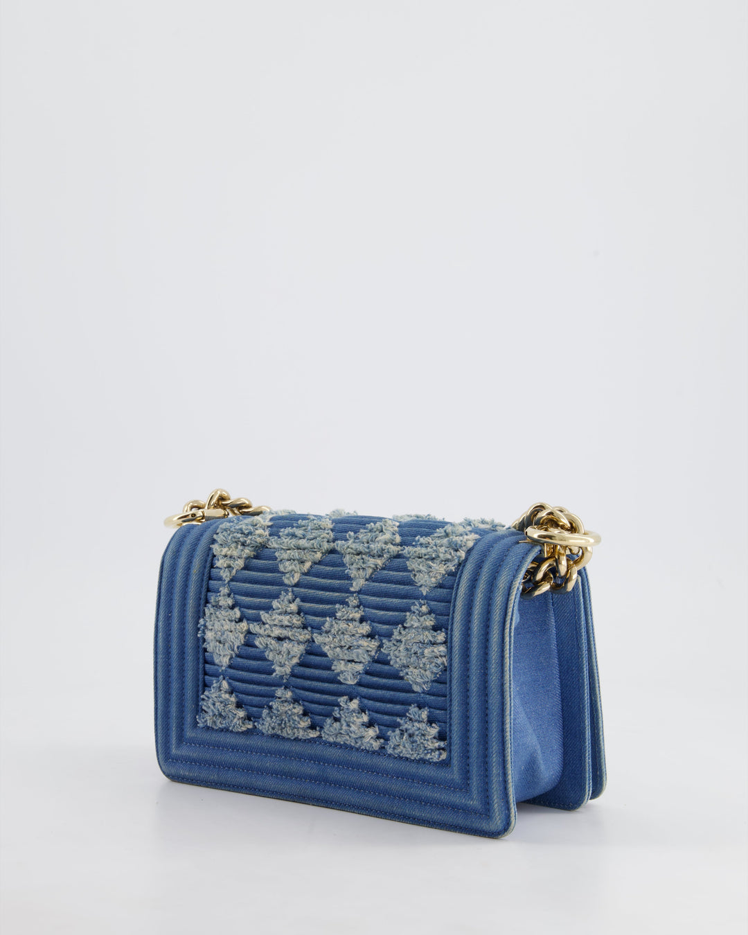*HOT* Top Quality Chanel Blue Small Boy Bag in Denim with Champagne Gold Hardware