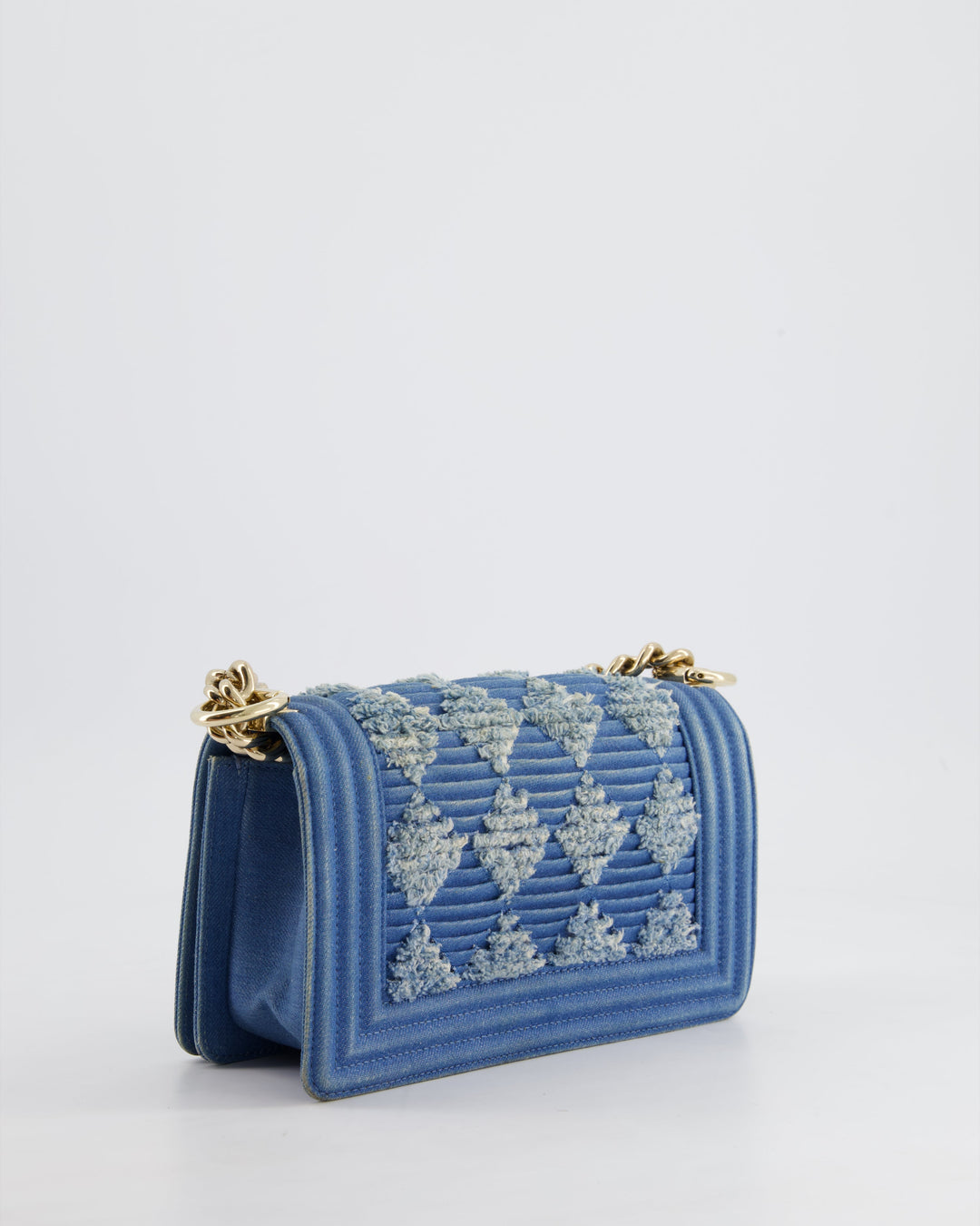 *HOT* Top Quality Chanel Blue Small Boy Bag in Denim with Champagne Gold Hardware