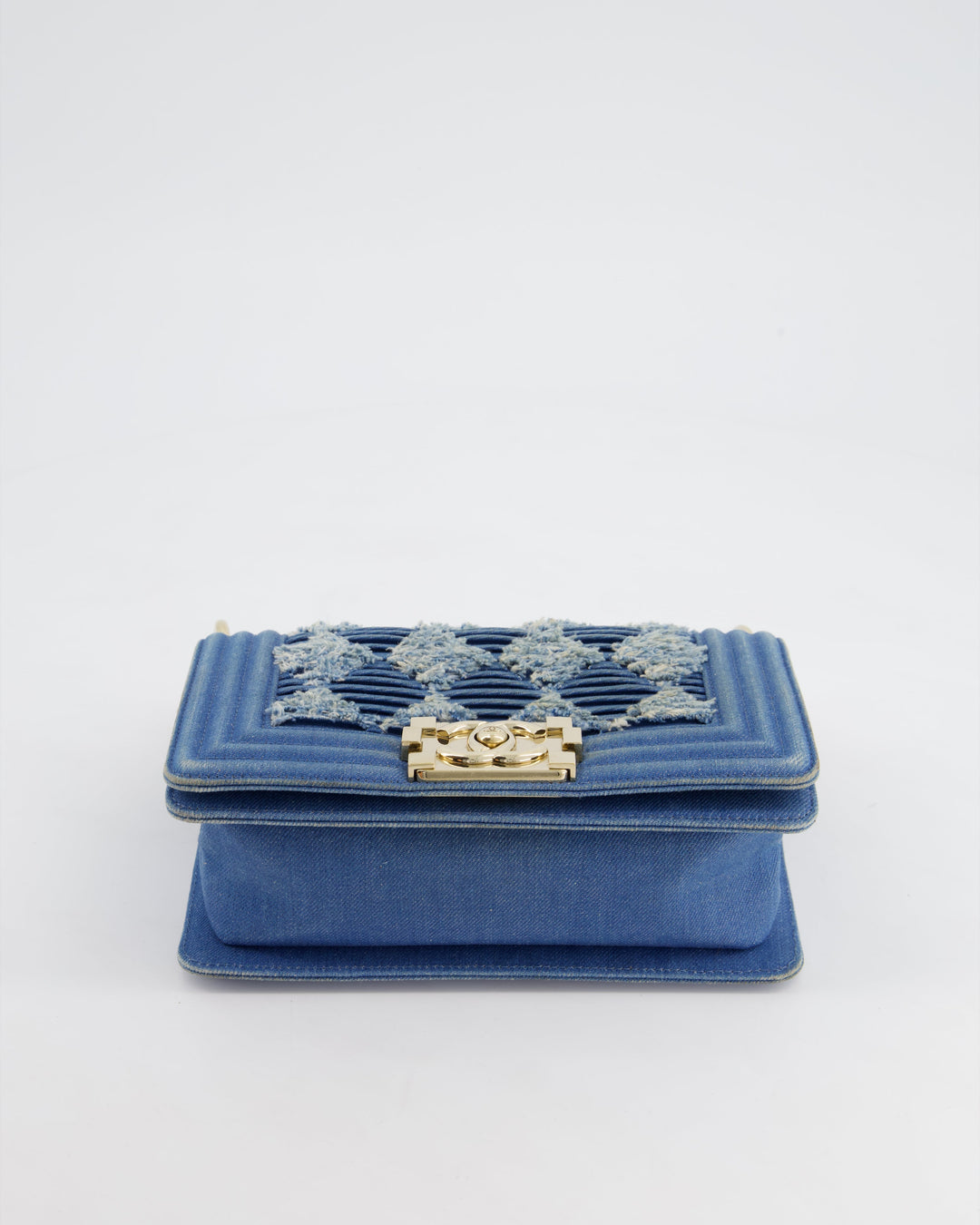 *HOT* Top Quality Chanel Blue Small Boy Bag in Denim with Champagne Gold Hardware