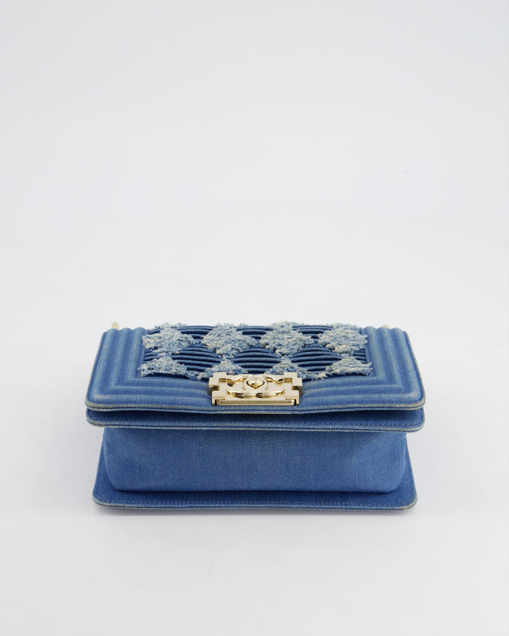 *HOT* Top Quality Chanel Blue Small Boy Bag in Denim with Champagne Gold Hardware