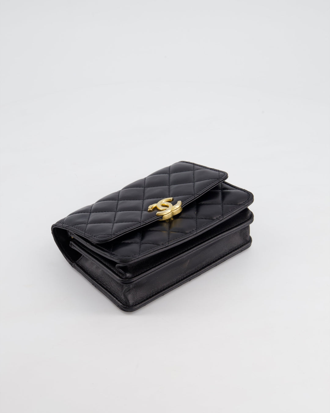 *HOT* Top Quality Chanel Black Mini Seasonal Flap Bag In Lambskin Leather with Gold & Black Hardware
