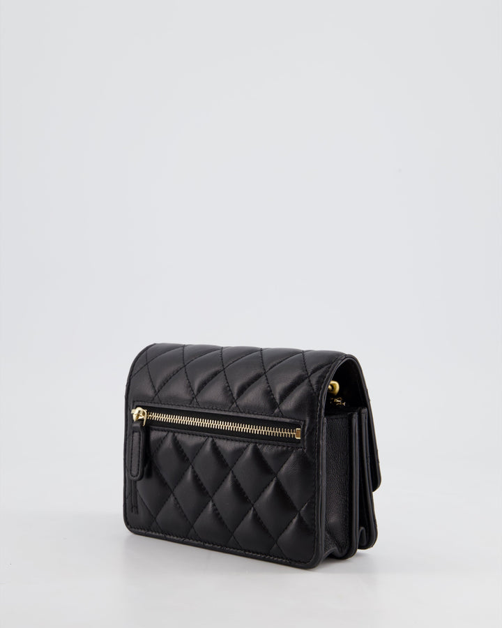 *HOT* Top Quality Chanel Black Mini Seasonal Flap Bag In Lambskin Leather with Gold & Black Hardware
