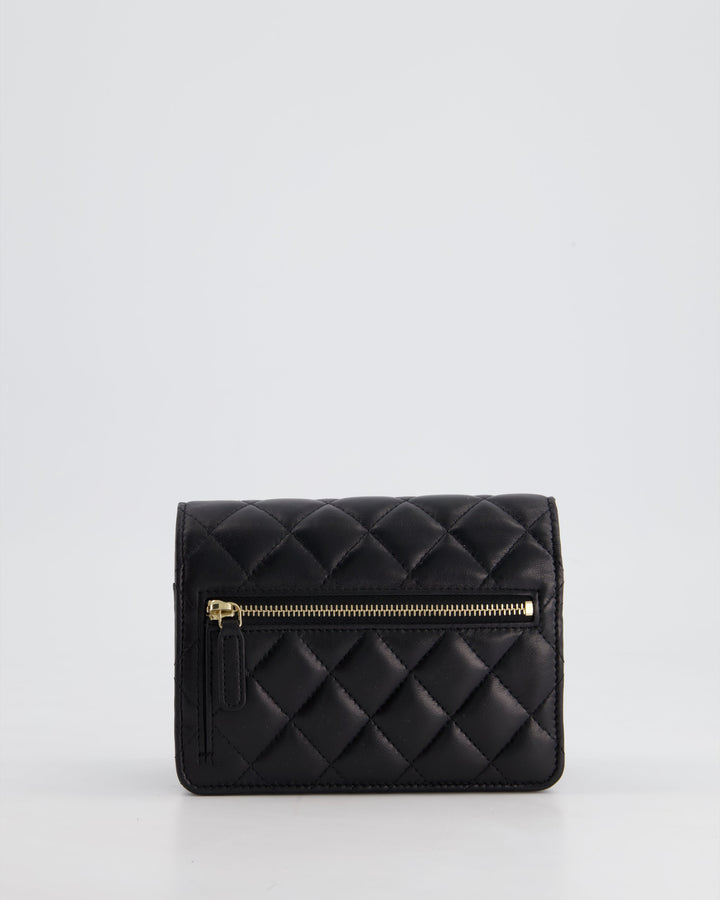 *HOT* Top Quality Chanel Black Mini Seasonal Flap Bag In Lambskin Leather with Gold & Black Hardware