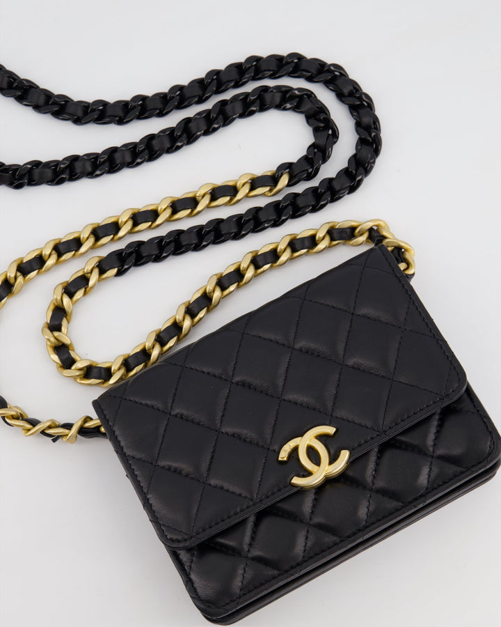 *HOT* Top Quality Chanel Black Mini Seasonal Flap Bag In Lambskin Leather with Gold & Black Hardware