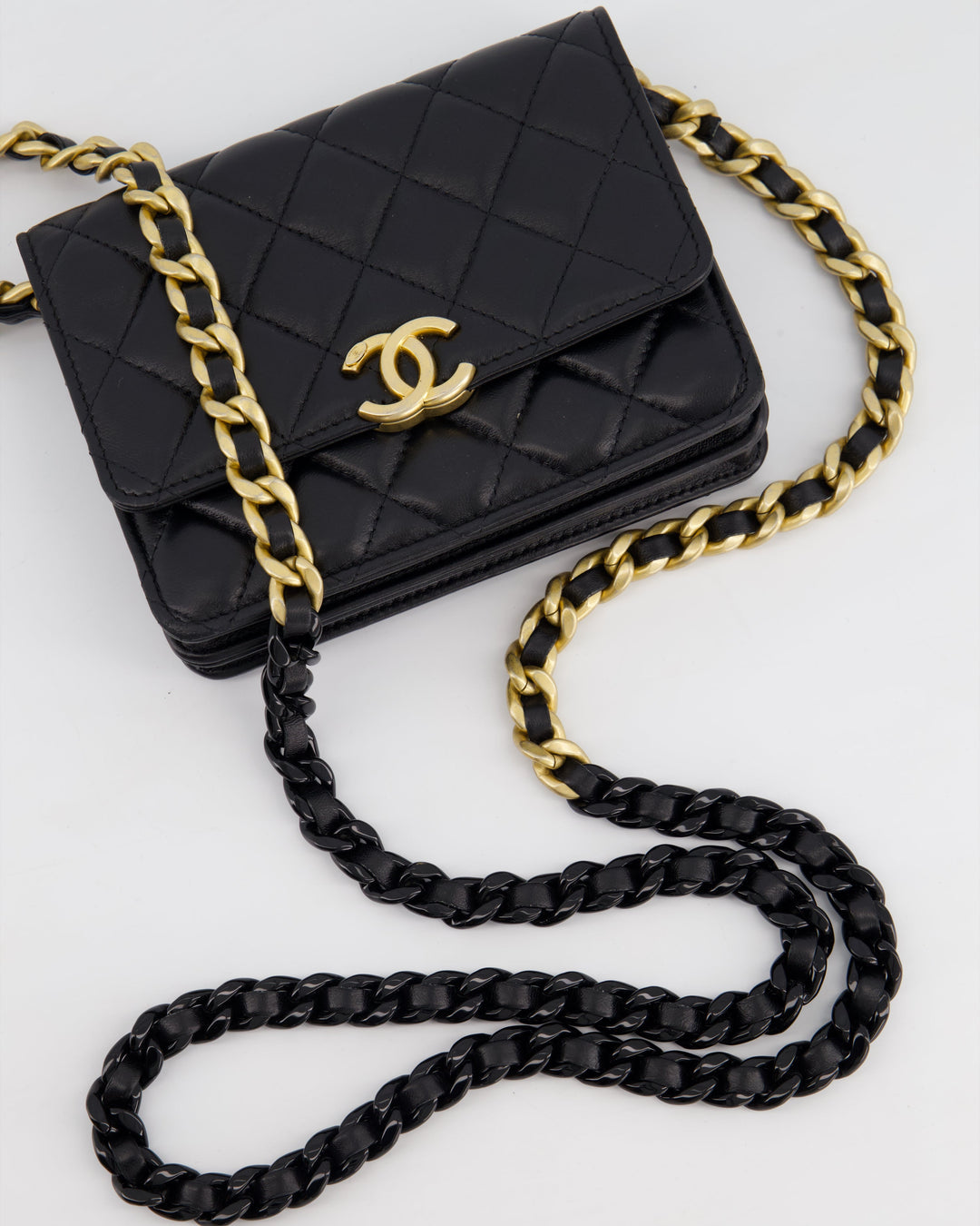 *HOT* Top Quality Chanel Black Mini Seasonal Flap Bag In Lambskin Leather with Gold & Black Hardware