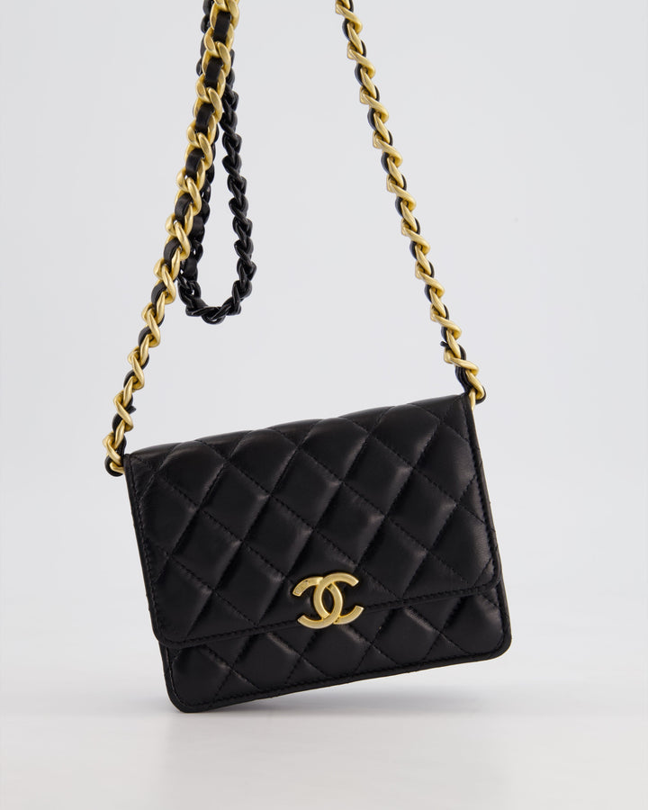 *HOT* Top Quality Chanel Black Mini Seasonal Flap Bag In Lambskin Leather with Gold & Black Hardware