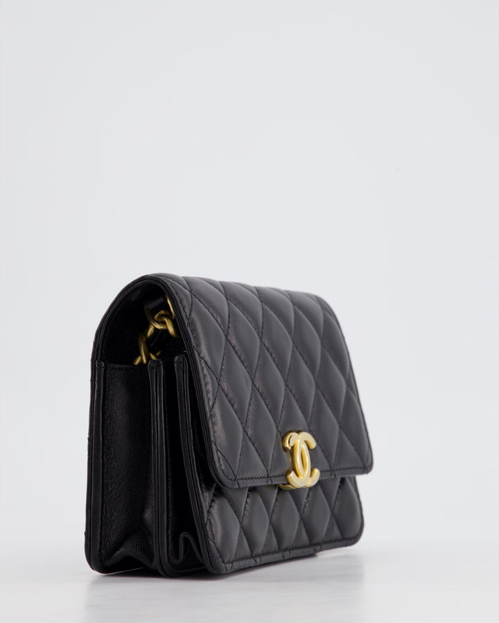 *HOT* Top Quality Chanel Black Mini Seasonal Flap Bag In Lambskin Leather with Gold & Black Hardware