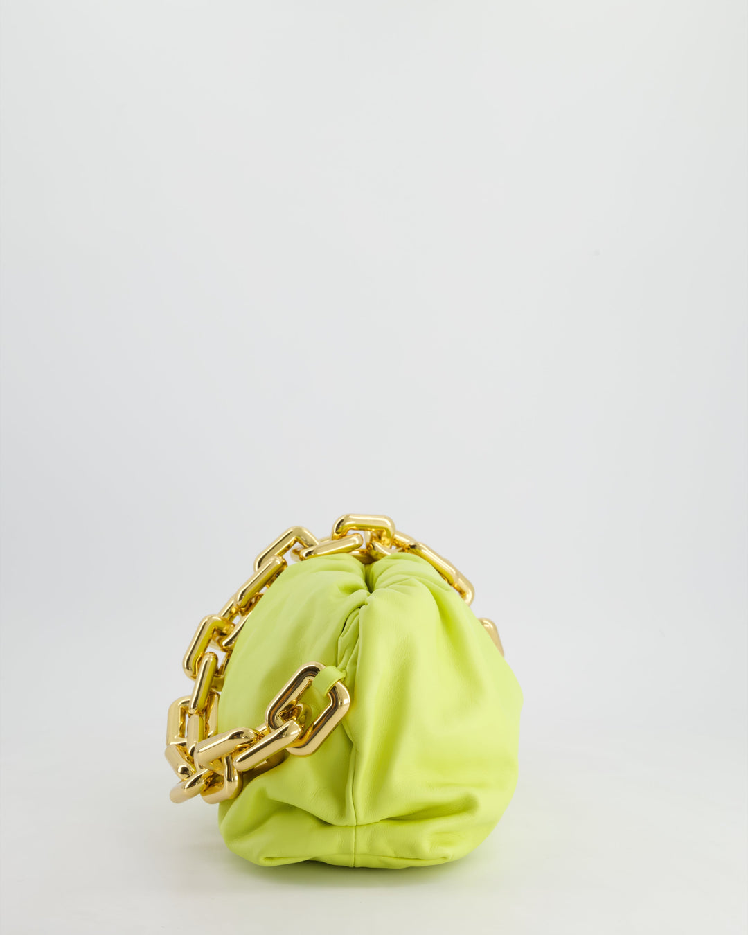 Bottega veneta Lime Chain Pouch Bag in Nappa Leather with Gold Hardware