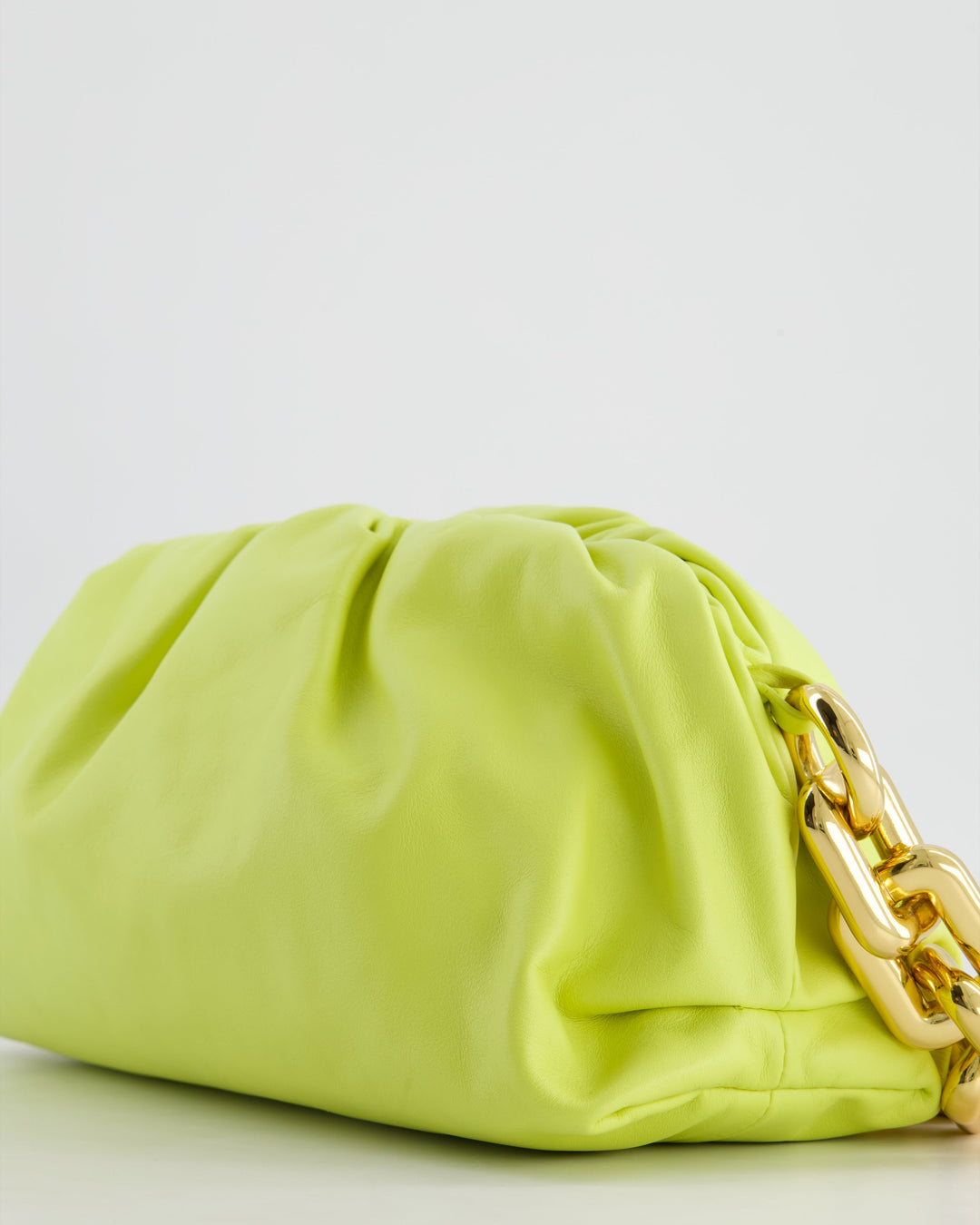 Bottega veneta Lime Chain Pouch Bag in Nappa Leather with Gold Hardware