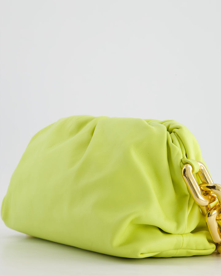Bottega veneta Lime Chain Pouch Bag in Nappa Leather with Gold Hardware