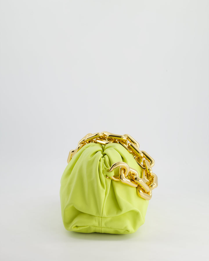 Bottega veneta Lime Chain Pouch Bag in Nappa Leather with Gold Hardware