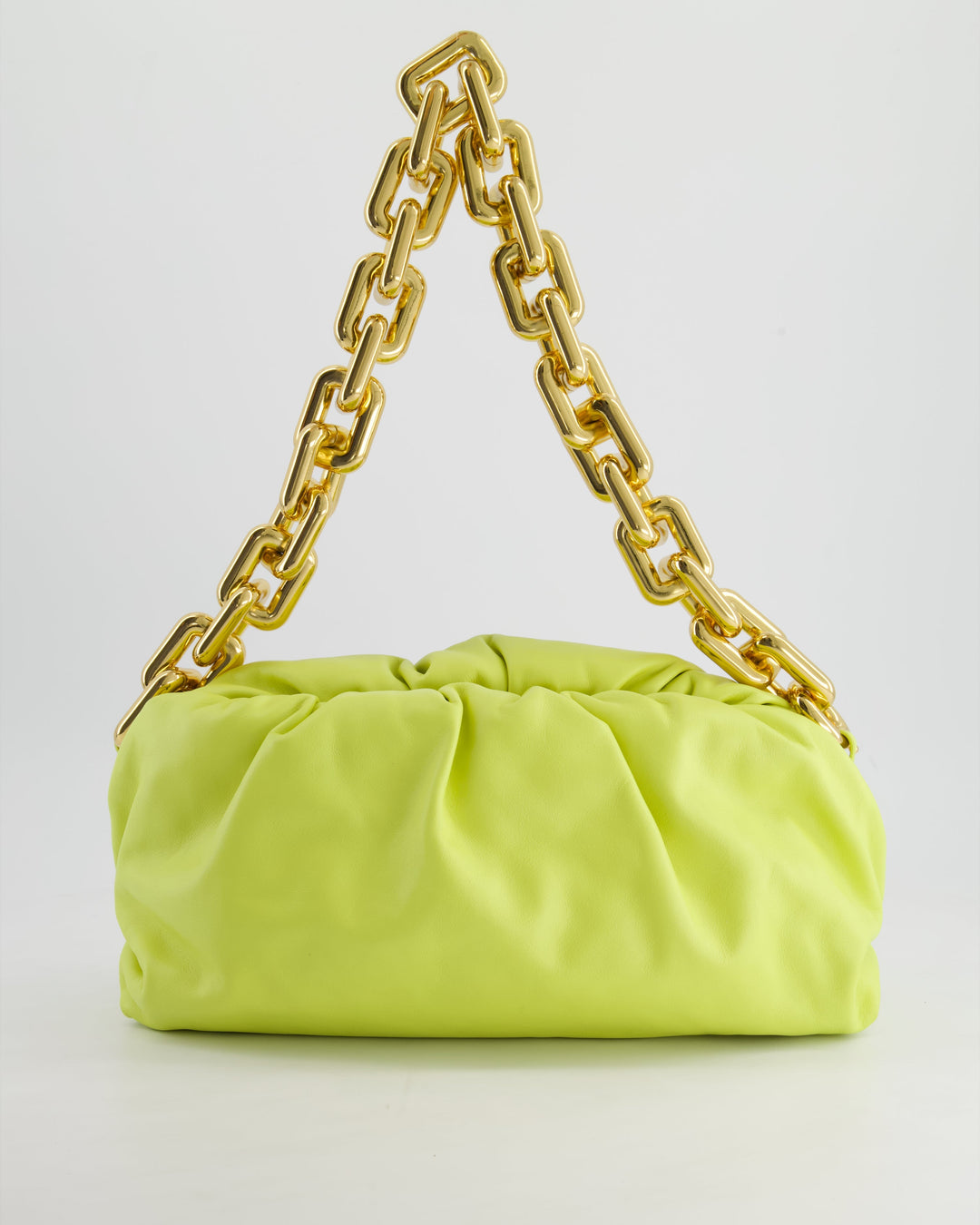 Bottega veneta Lime Chain Pouch Bag in Nappa Leather with Gold Hardware