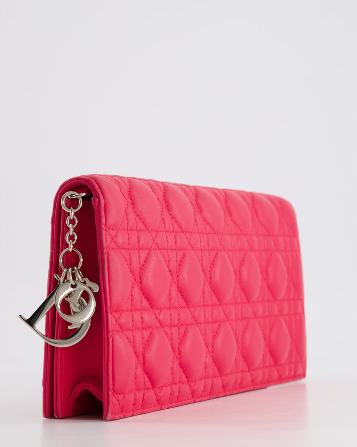 Christian Top quality Dior Strawberry Pink Lady Top quality Dior Voyager Long Clutch with Champagne Gold Hardware