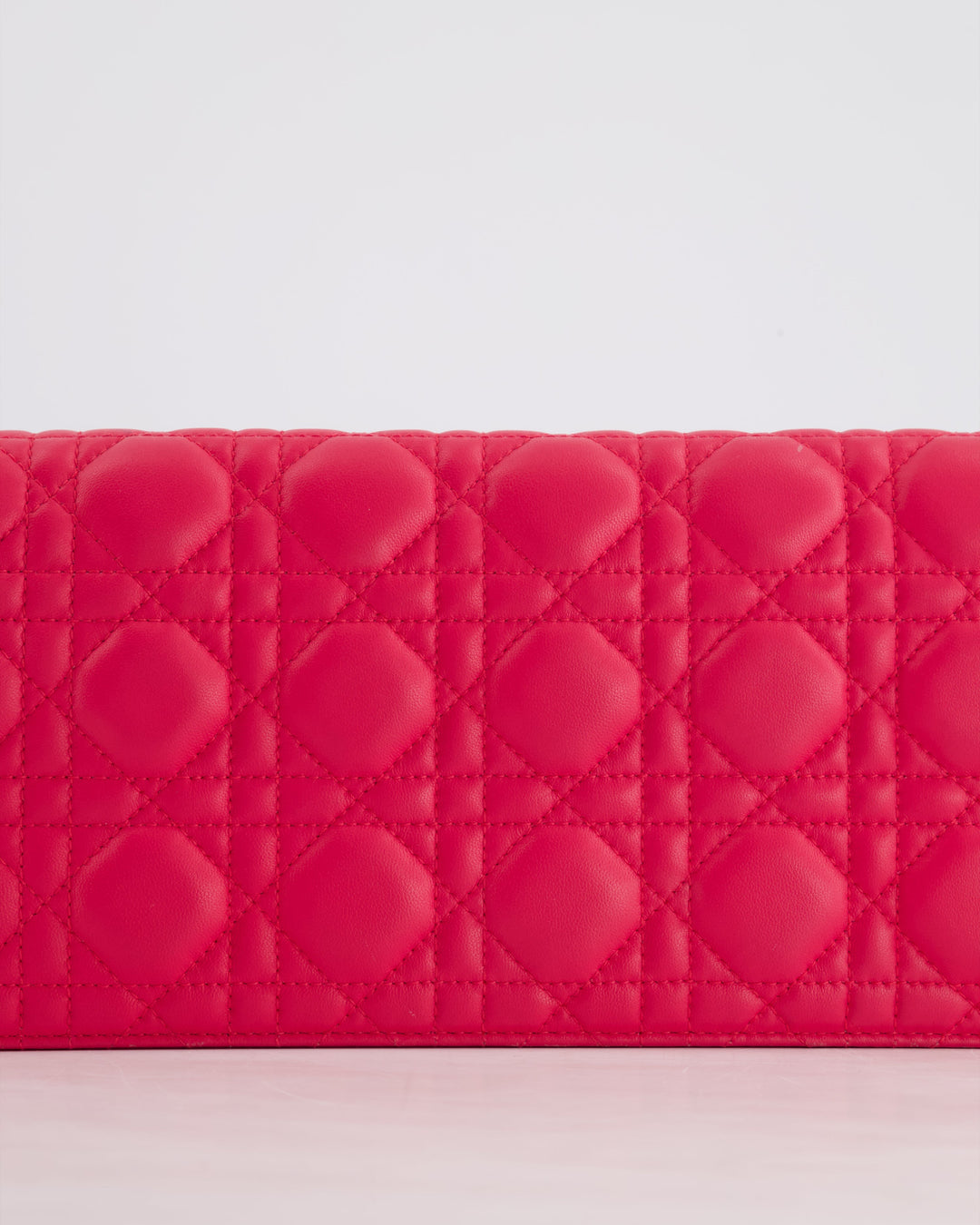 Christian Dior Strawberry Pink Lady Dior Voyager Long Clutch with Champagne Gold Hardware